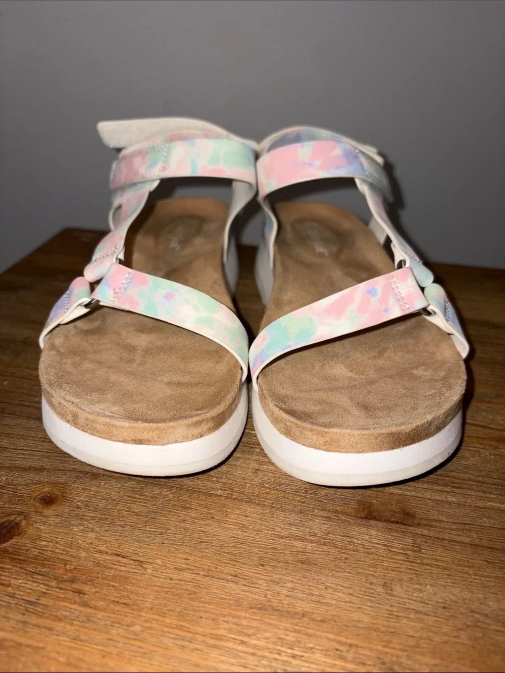 Cat & Jack Pastel Tie-Dye Strap Platform Sandals - Pink, Mint, Lilac Size 3